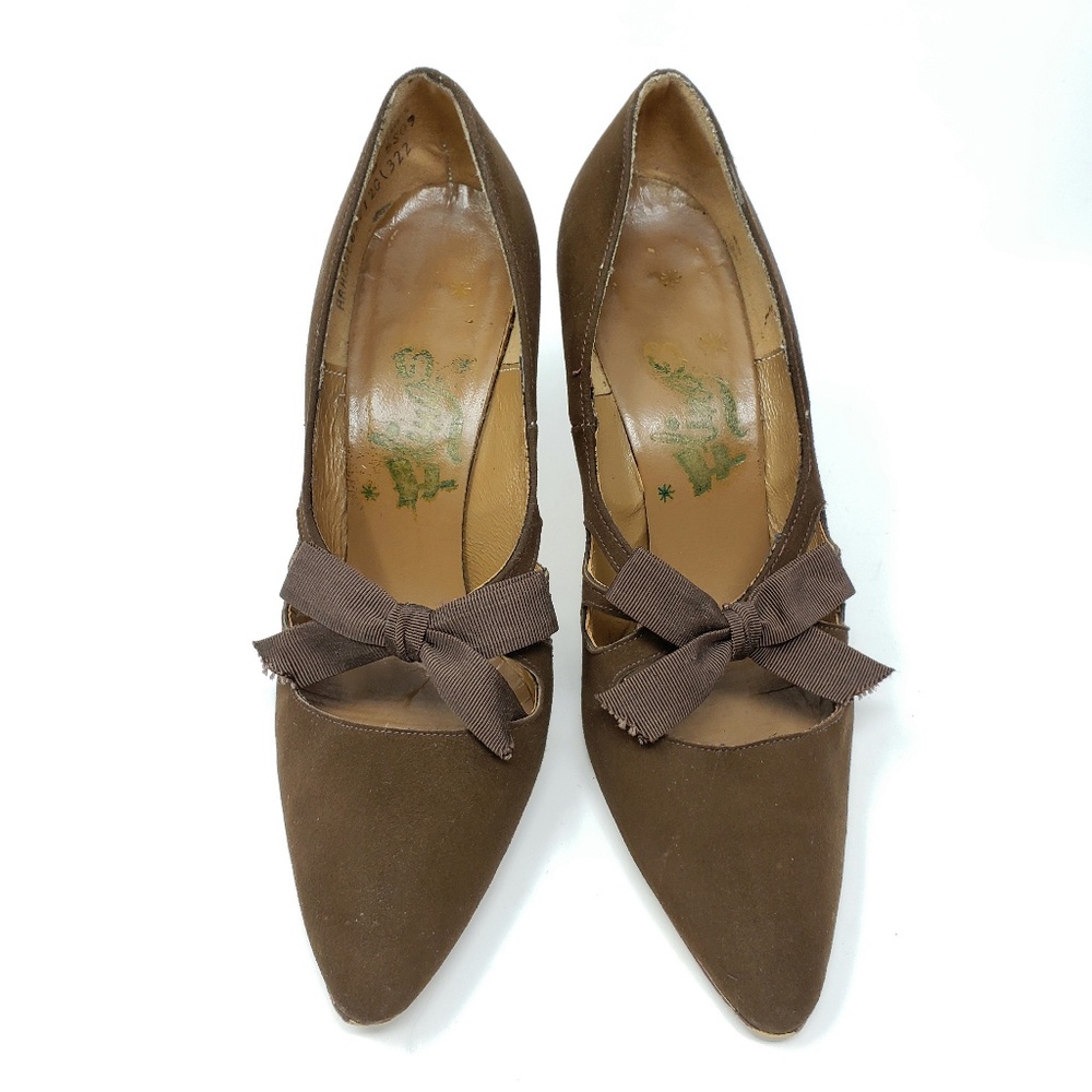 Vintage Flings Brown Suede Heel, Size 6.5 - Picture 4 of 8